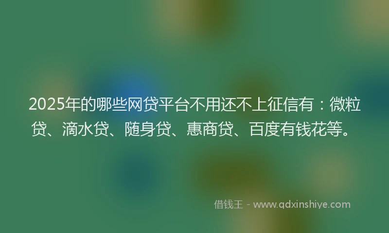 2025年的哪些网贷平台不用还不上征信有：微粒贷、滴水贷、随身贷、惠商贷、百度有钱花等。