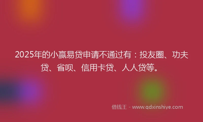 2025年的小赢易贷申请不通过有：投友圈、功夫贷、省呗、信用卡贷、人人贷等。