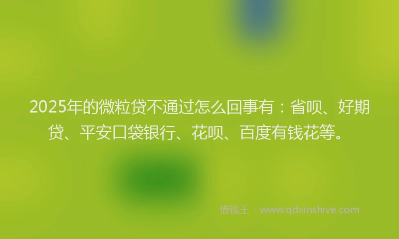 2025年的微粒贷不通过怎么回事有：省呗、好期贷、平安口袋银行、花呗、百度有钱花等。