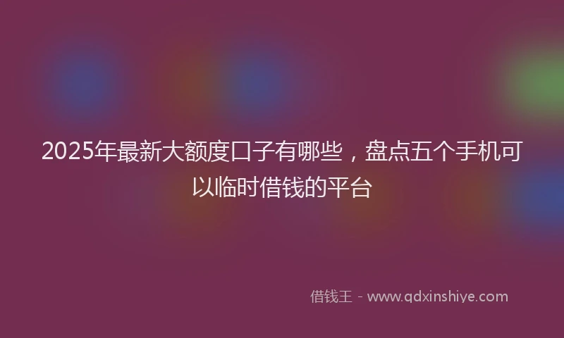 2025年最新大额度口子有哪些，盘点五个手机可以临时借钱的平台