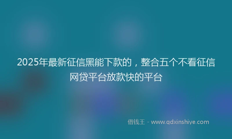 2025年最新征信黑能下款的，整合五个不看征信网贷平台放款快的平台