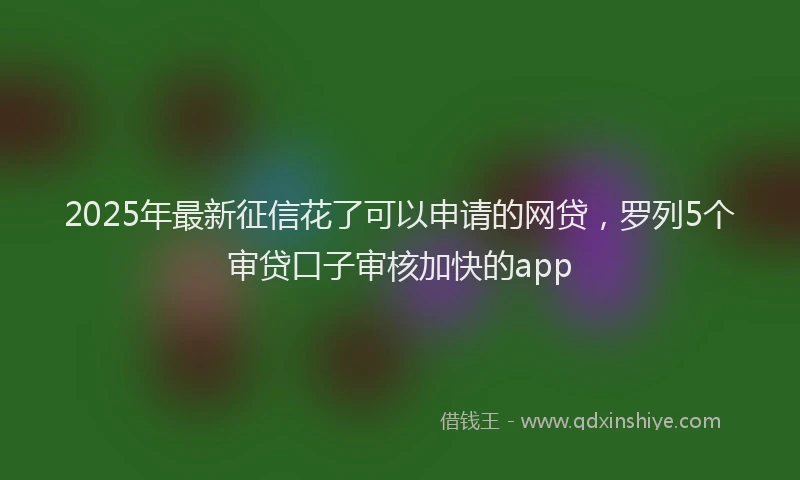 2025年最新征信花了可以申请的网贷，罗列5个审贷口子审核加快的app