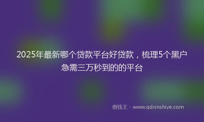 2025年最新哪个贷款平台好贷款，梳理5个黑户急需三万秒到的的平台