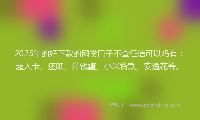 2025年的好下款的网贷口子不查征信可以吗有：超人卡、还呗、洋钱罐、小米贷款、安逸花等。