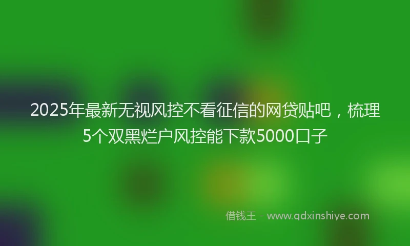 2025年最新无视风控不看征信的网贷贴吧，梳理5个双黑烂户风控能下款5000口子