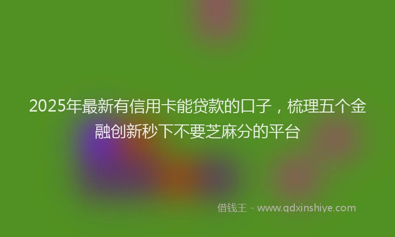 2025年最新有信用卡能贷款的口子，梳理五个金融创新秒下不要芝麻分的平台