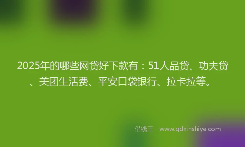 2025年的哪些网贷好下款有：51人品贷、功夫贷、美团生活费、平安口袋银行、拉卡拉等。