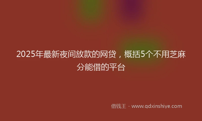 2025年最新夜间放款的网贷，概括5个不用芝麻分能借的平台