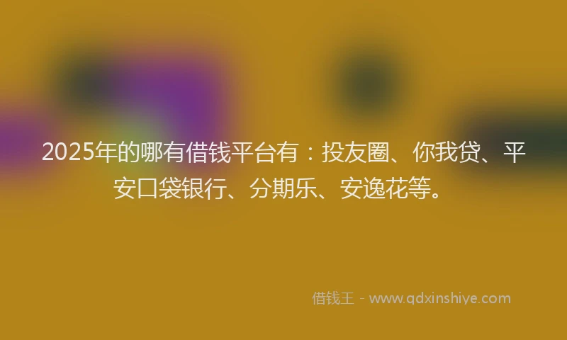 2025年的哪有借钱平台有：投友圈、你我贷、平安口袋银行、分期乐、安逸花等。