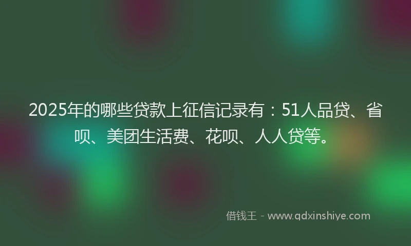 2025年的哪些贷款上征信记录有：51人品贷、省呗、美团生活费、花呗、人人贷等。