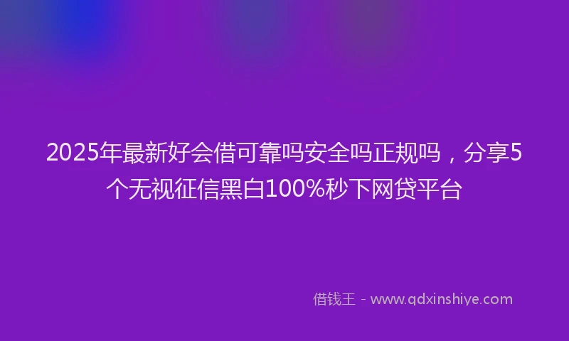 2025年最新好会借可靠吗安全吗正规吗，分享5个无视征信黑白100%秒下网贷平台