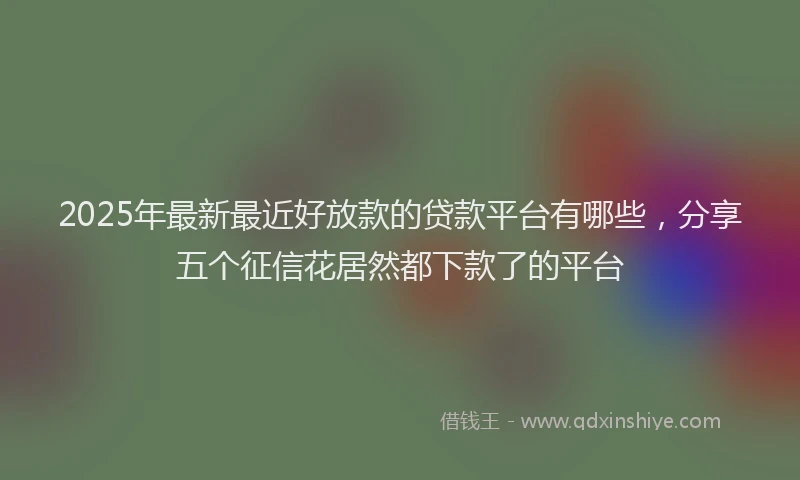 2025年最新最近好放款的贷款平台有哪些，分享五个征信花居然都下款了的平台