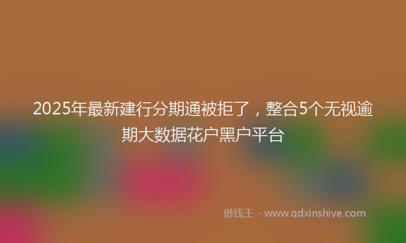 2025年最新建行分期通被拒了，整合5个无视逾期大数据花户黑户平台