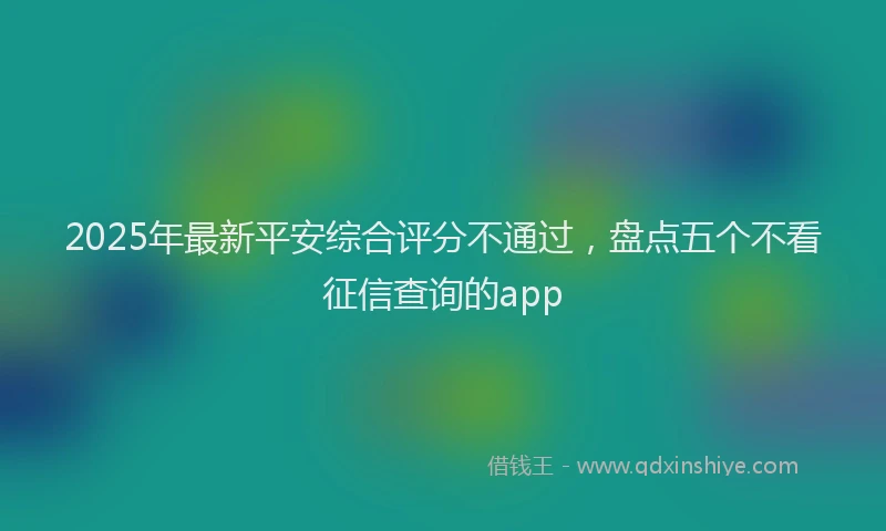 2025年最新平安综合评分不通过，盘点五个不看征信查询的app