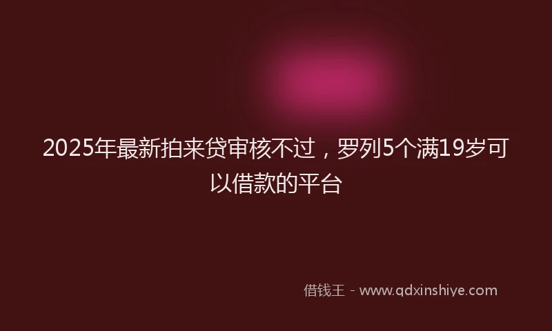 2025年最新拍来贷审核不过，罗列5个满19岁可以借款的平台