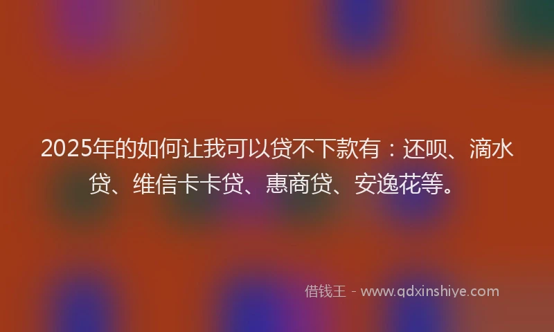 2025年的如何让我可以贷不下款有：还呗、滴水贷、维信卡卡贷、惠商贷、安逸花等。