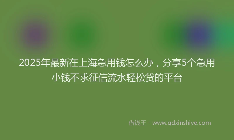 2025年最新在上海急用钱怎么办，分享5个急用小钱不求征信流水轻松贷的平台