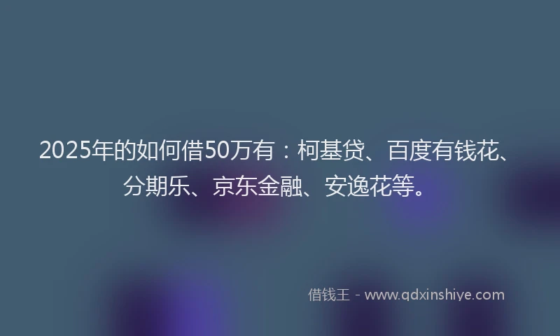 2025年的如何借50万有：柯基贷、百度有钱花、分期乐、京东金融、安逸花等。