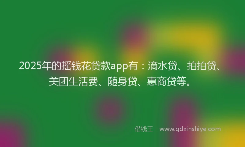2025年的摇钱花贷款app有：滴水贷、拍拍贷、美团生活费、随身贷、惠商贷等。