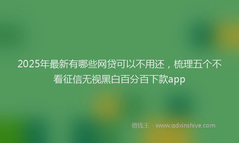 2025年最新有哪些网贷可以不用还，梳理五个不看征信无视黑白百分百下款app