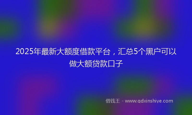 2025年最新大额度借款平台，汇总5个黑户可以做大额贷款口子