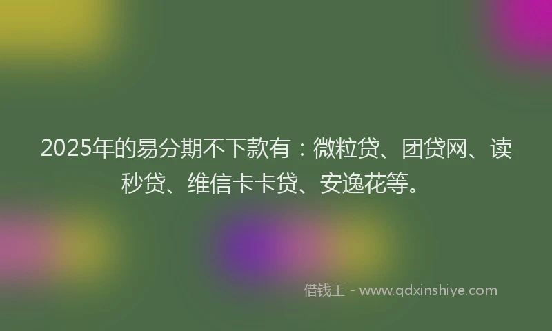 2025年的易分期不下款有：微粒贷、团贷网、读秒贷、维信卡卡贷、安逸花等。