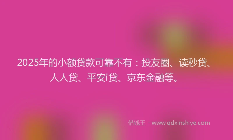 2025年的小额贷款可靠不有：投友圈、读秒贷、人人贷、平安i贷、京东金融等。