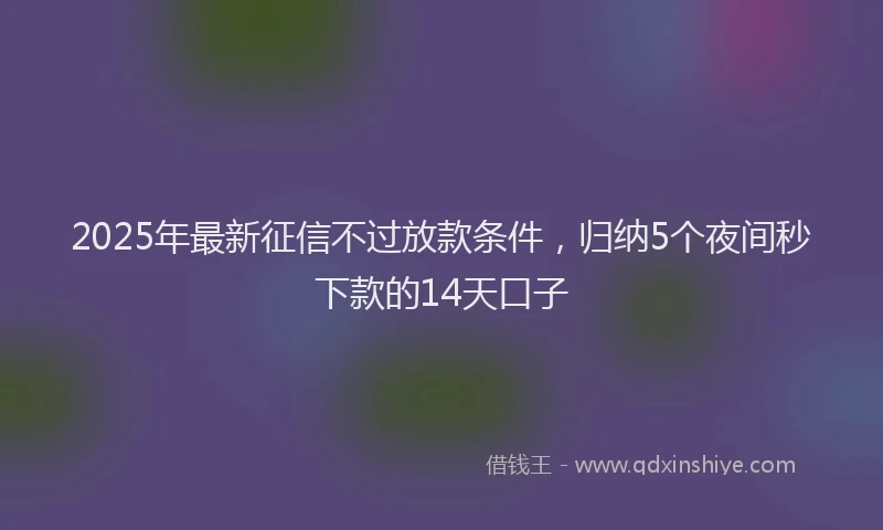 2025年最新征信不过放款条件，归纳5个夜间秒下款的14天口子