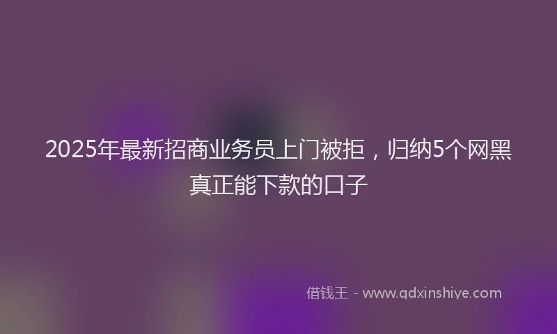2025年最新招商业务员上门被拒，归纳5个网黑真正能下款的口子