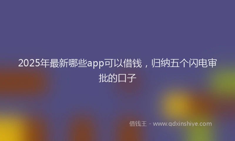 2025年最新哪些app可以借钱，归纳五个闪电审批的口子