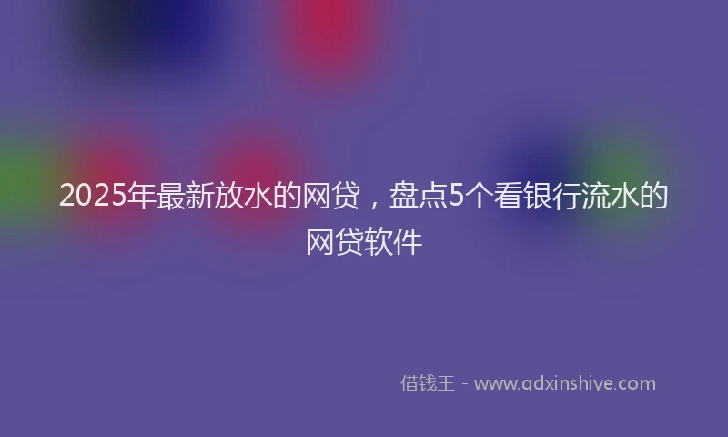 2025年最新放水的网贷，盘点5个看银行流水的网贷软件