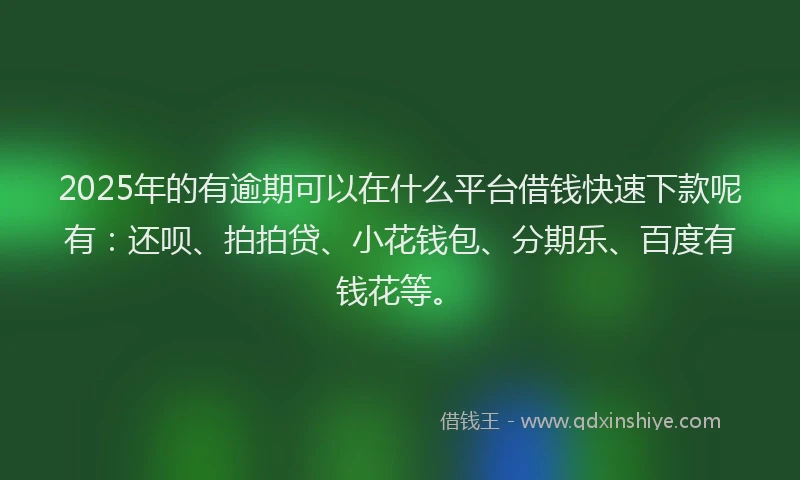 2025年的有逾期可以在什么平台借钱快速下款呢有：还呗、拍拍贷、小花钱包、分期乐、百度有钱花等。