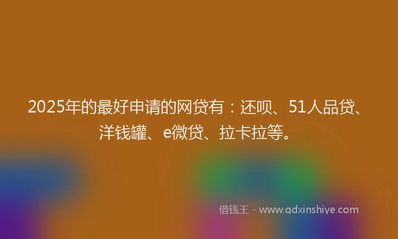 2025年的最好申请的网贷有：还呗、51人品贷、洋钱罐、e微贷、拉卡拉等。