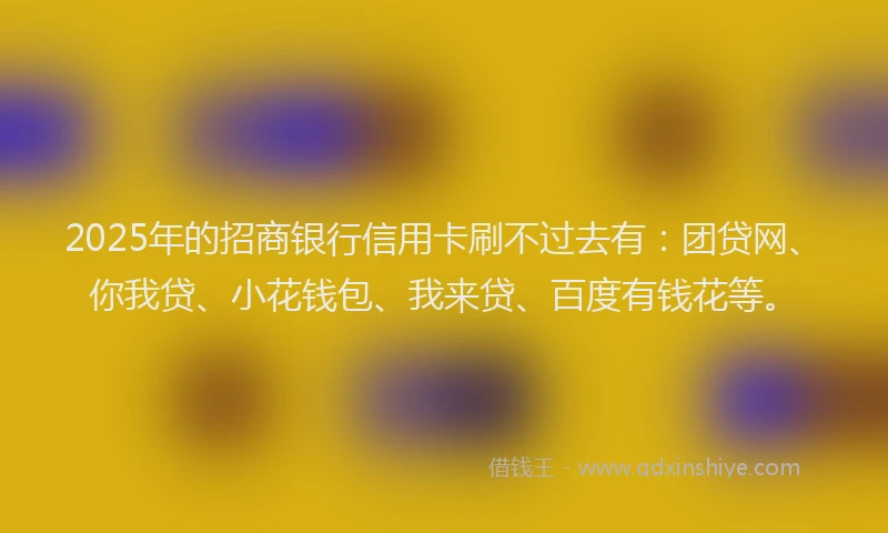 2025年的招商银行信用卡刷不过去有：团贷网、你我贷、小花钱包、我来贷、百度有钱花等。