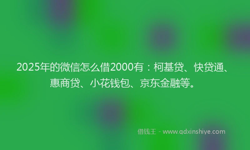2025年的微信怎么借2000有：柯基贷、快贷通、惠商贷、小花钱包、京东金融等。
