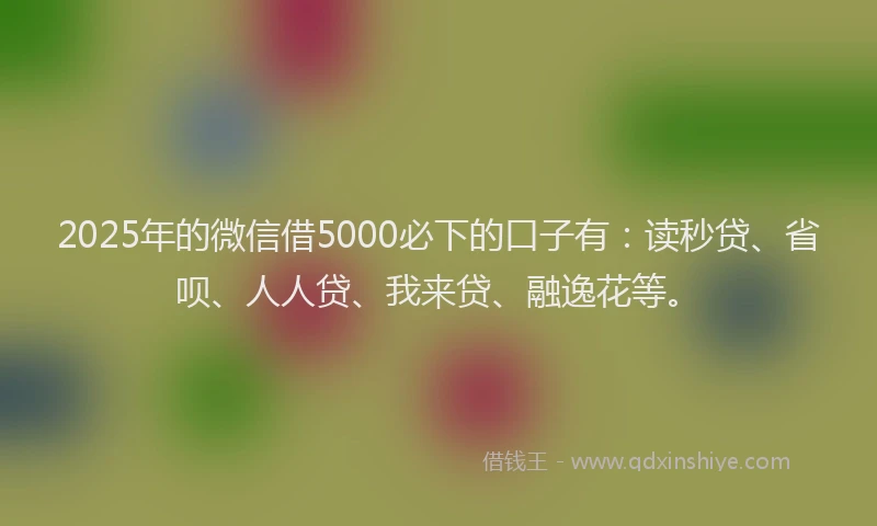 2025年的微信借5000必下的口子有：读秒贷、省呗、人人贷、我来贷、融逸花等。