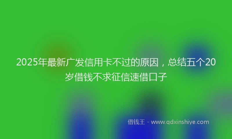 2025年最新广发信用卡不过的原因，总结五个20岁借钱不求征信速借口子