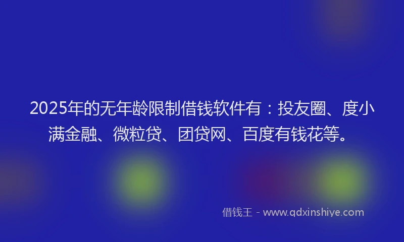 2025年的无年龄限制借钱软件有：投友圈、度小满金融、微粒贷、团贷网、百度有钱花等。