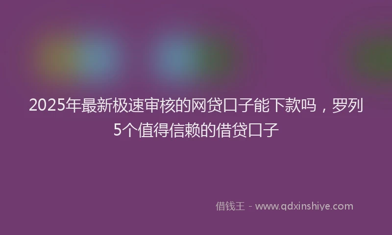 2025年最新极速审核的网贷口子能下款吗，罗列5个值得信赖的借贷口子