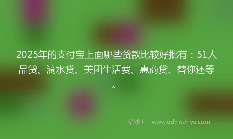 2025年的支付宝上面哪些贷款比较好批有：51人品贷、滴水贷、美团生活费、惠商贷、替你还等。