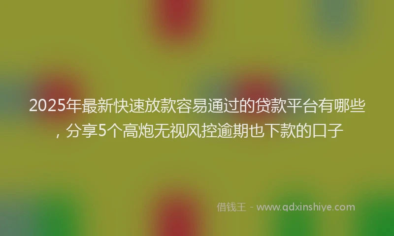 2025年最新快速放款容易通过的贷款平台有哪些，分享5个高炮无视风控逾期也下款的口子