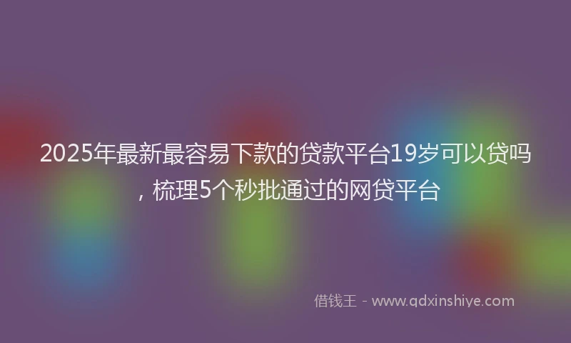 2025年最新最容易下款的贷款平台19岁可以贷吗，梳理5个秒批通过的网贷平台