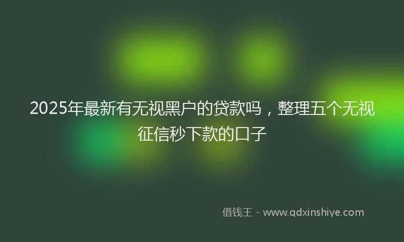 2025年最新有无视黑户的贷款吗，整理五个无视征信秒下款的口子