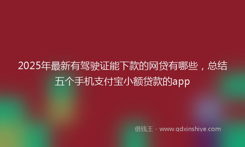 2025年最新有驾驶证能下款的网贷有哪些，总结五个手机支付宝小额贷款的app
