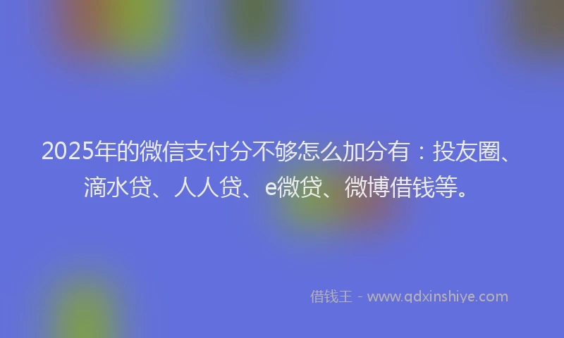 2025年的微信支付分不够怎么加分有：投友圈、滴水贷、人人贷、e微贷、微博借钱等。