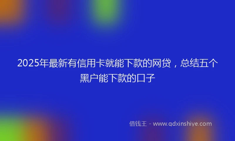 2025年最新有信用卡就能下款的网贷，总结五个黑户能下款的口子