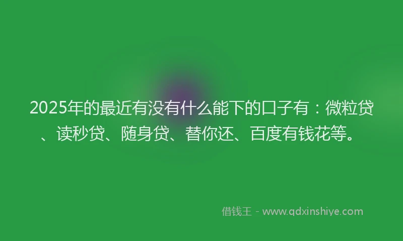 2025年的最近有没有什么能下的口子有：微粒贷、读秒贷、随身贷、替你还、百度有钱花等。