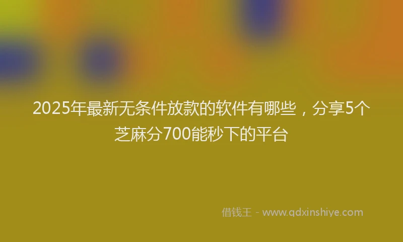 2025年最新无条件放款的软件有哪些，分享5个芝麻分700能秒下的平台