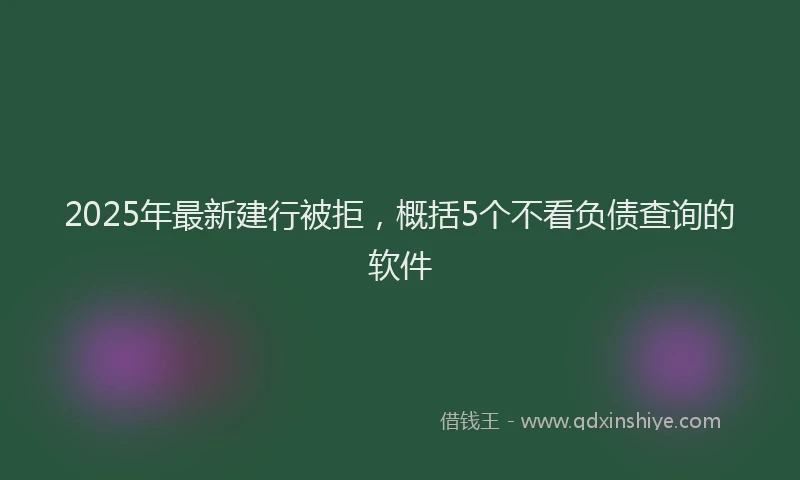 2025年最新建行被拒，概括5个不看负债查询的软件