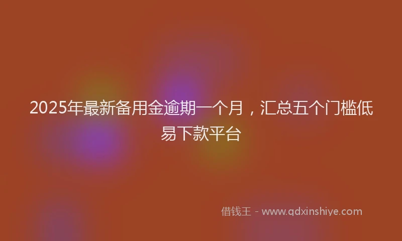 2025年最新备用金逾期一个月，汇总五个门槛低易下款平台